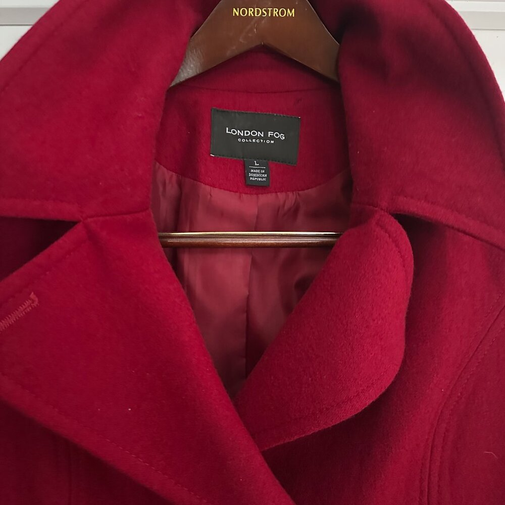 Red Double Breasted Red London Fog Peacoat